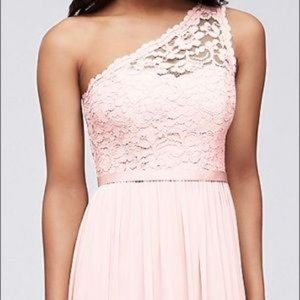 David’s Bridal Petal One Shoulder Lace Dress